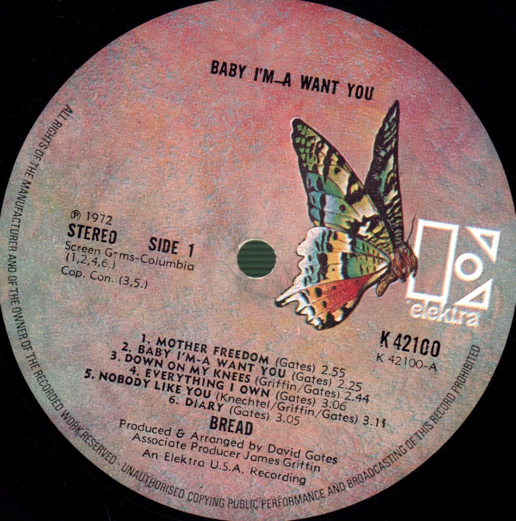 Bread - Baby I'm A Want You - Lp