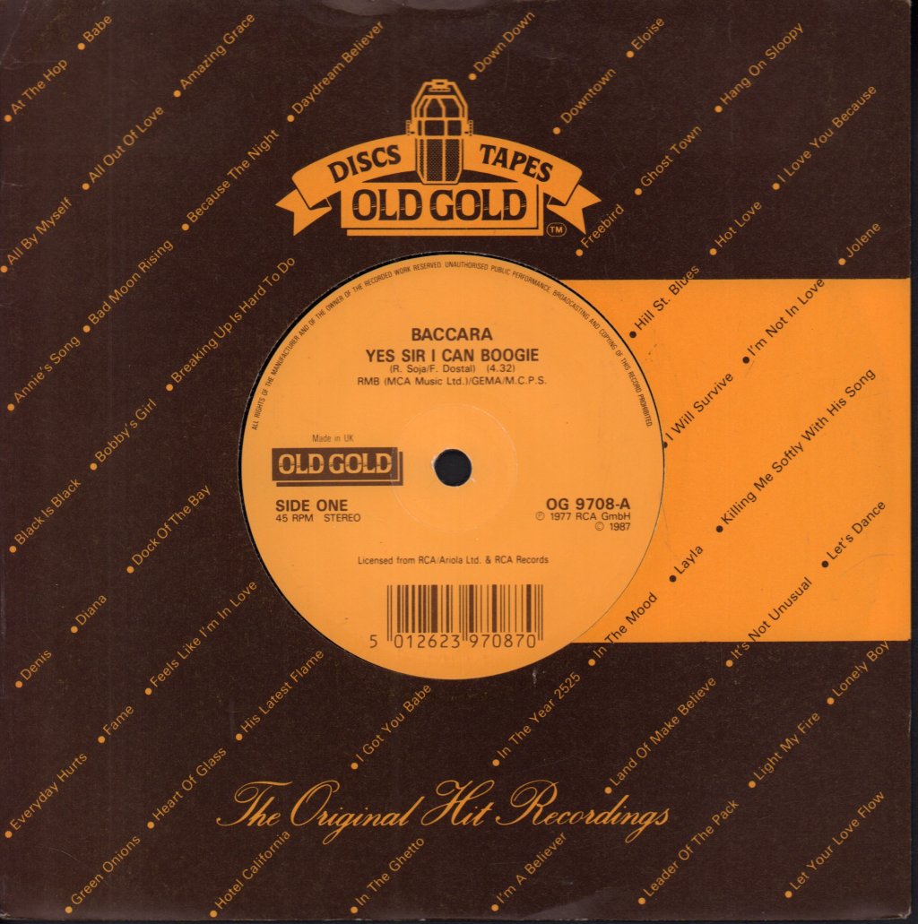 Baccara - Yes Sir I Can Boogie - 7 Inch