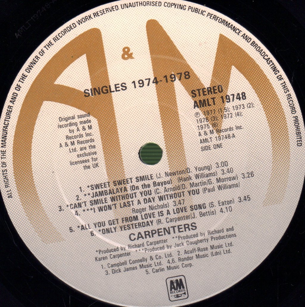 Carpenters - Singles 1974-1978 - Lp