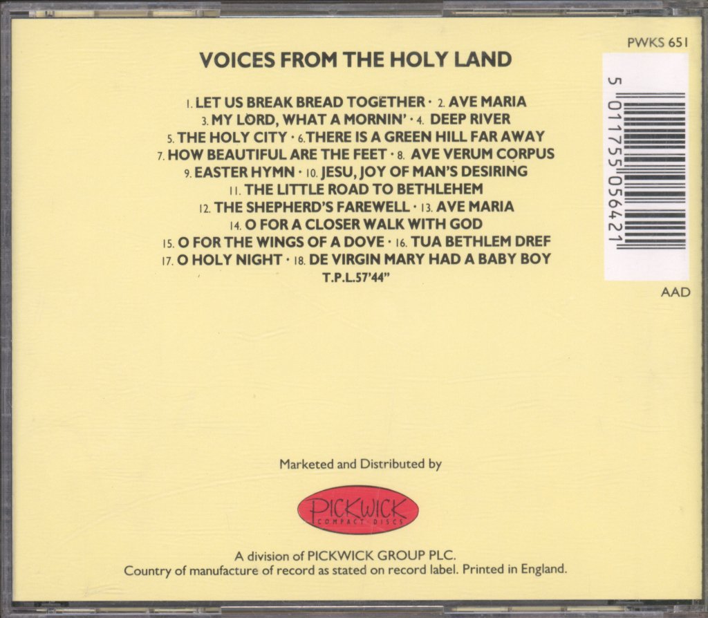 Bbc Welsh Chorus, Aled Jones - Voices From The Holy Land - Cd