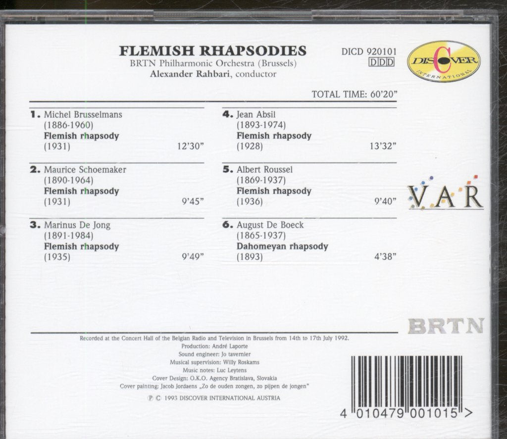 BRTN Philharmonic Orchestra Brussels, Alexander Rahbari - Flemish Rhapsodies - Cd