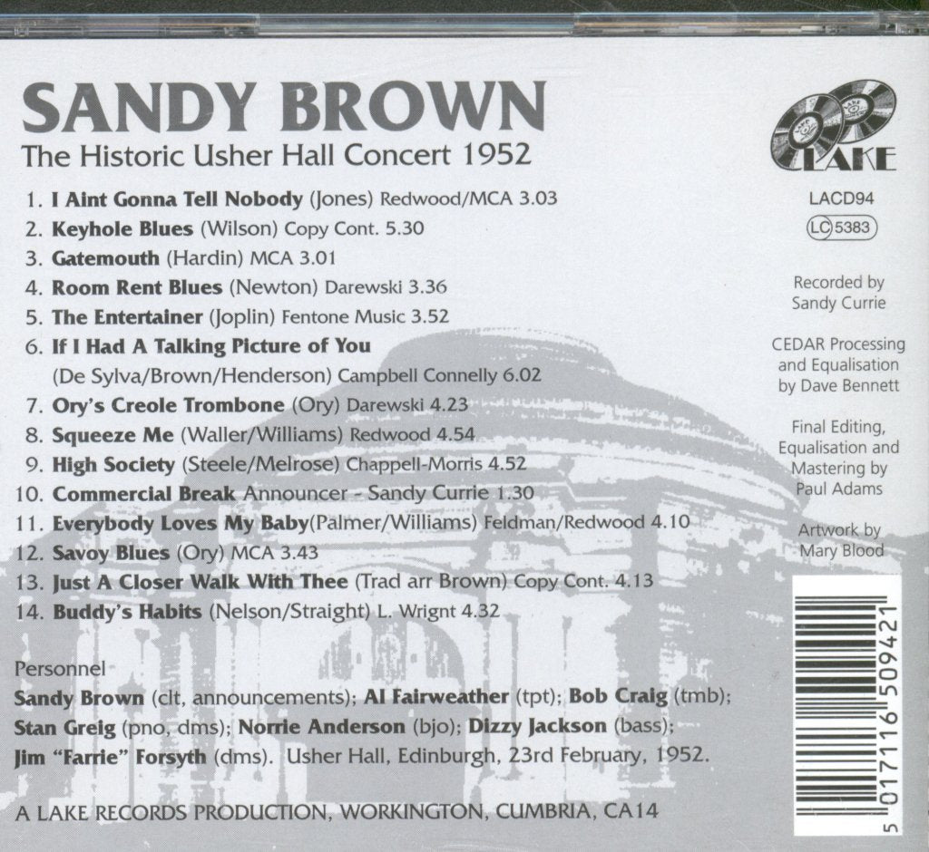 Sandy Brown - Historic Usher Hall Concert 1952 - Cd