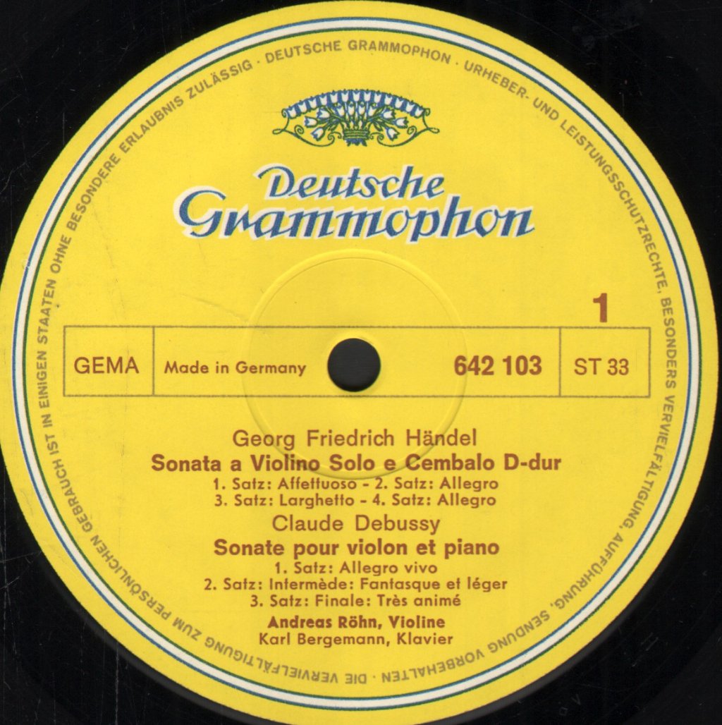 Andreas Rohn / Karl Bergemann - Handel Debussy Brahms - Lp