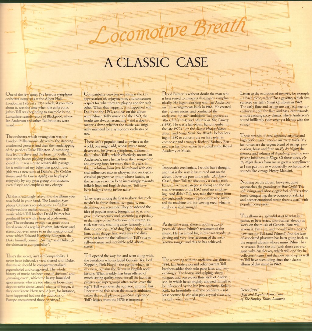 London Symphony Orchestra - A Classic Case (The Music Of Jethro Tull) - Lp