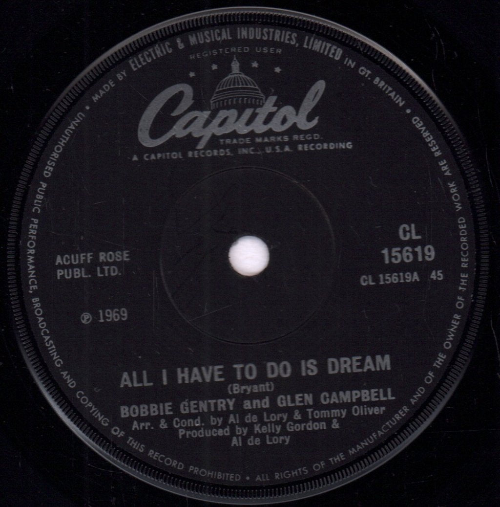 Bobbie Gentry And Glen Campbell - All I Have To Do Is Dream - 7 Inch