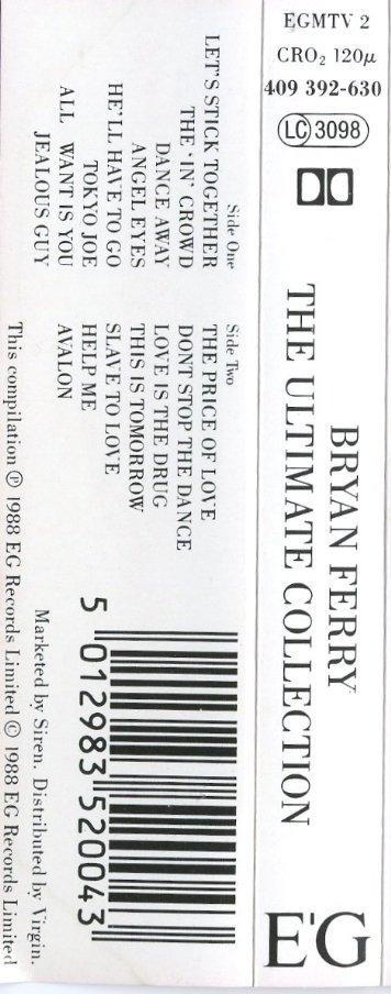 Bryan Ferry / Roxy Music - Ultimate Collection - Cassette