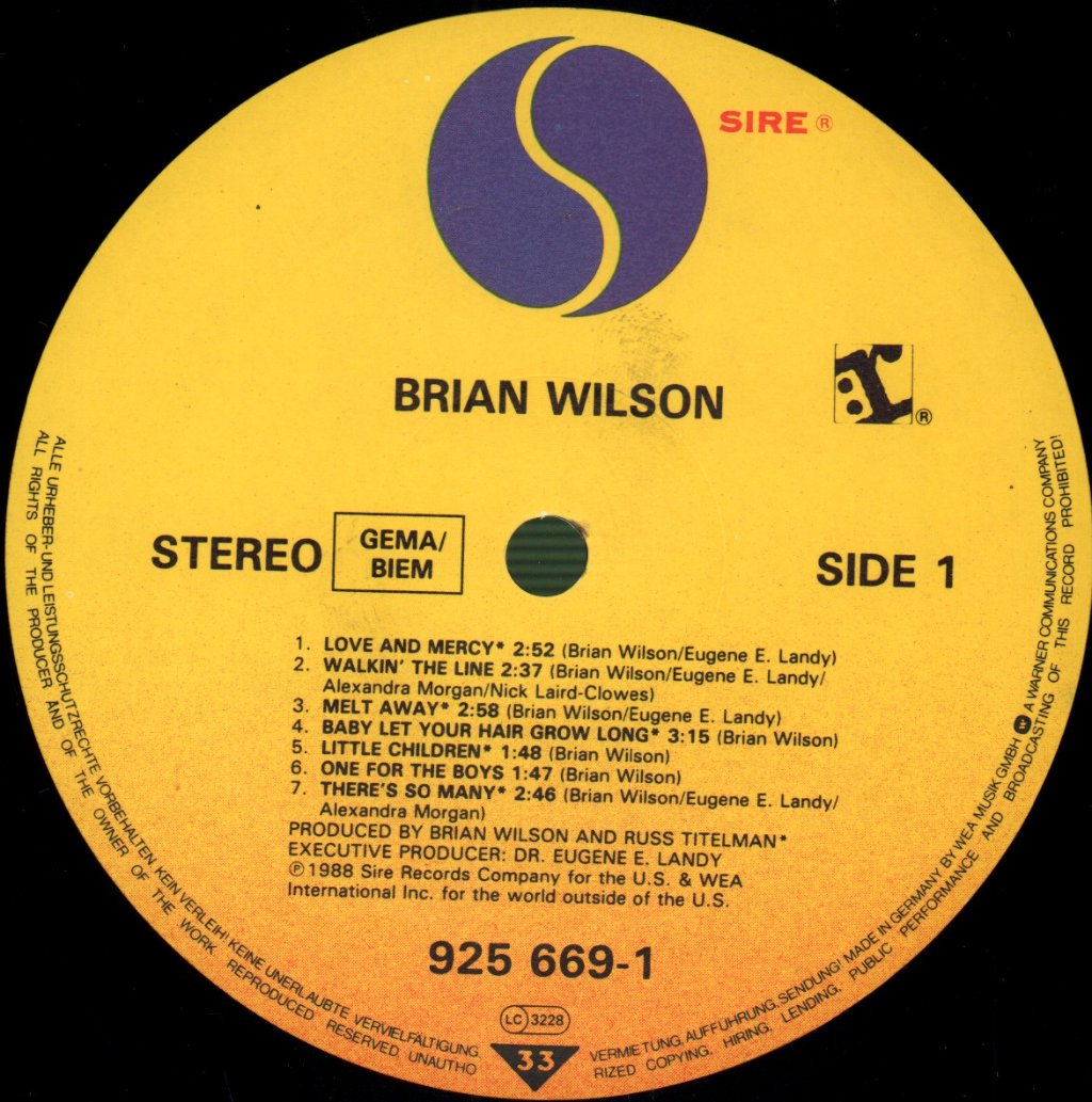 Brian Wilson (Beach Boys) - Brian Wilson - Lp