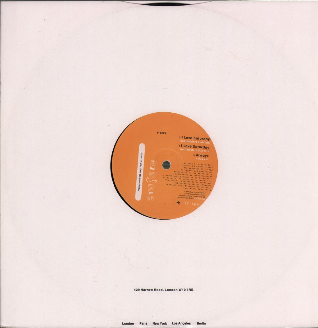 Erasure - I Love Saturday - 12 Inch