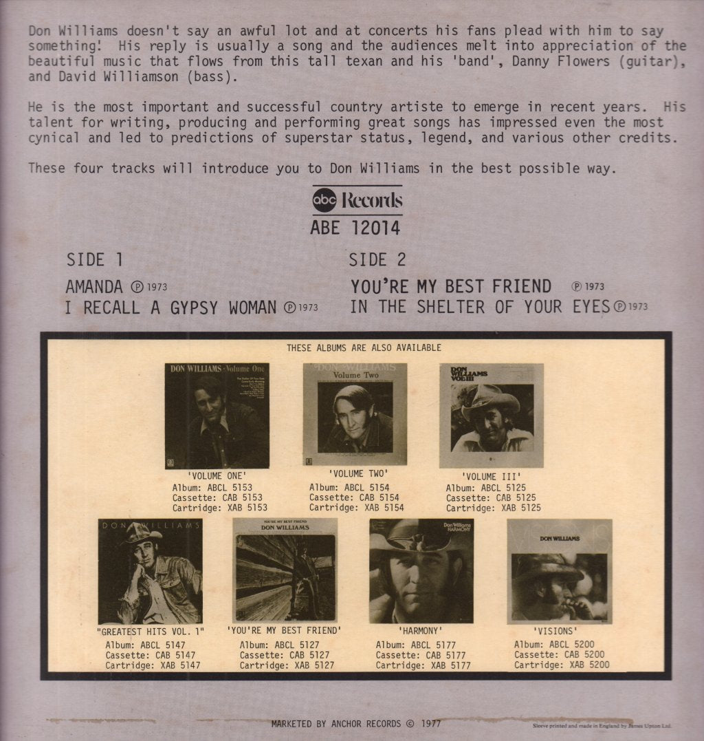 Don Williams - Four Tracks From - 12 Inch