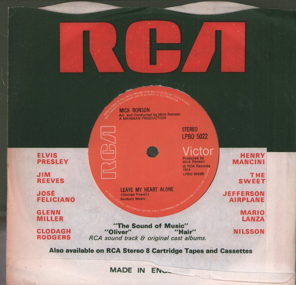 Mick Ronson - Slaughter On 10th Avenue - 7 Inch
