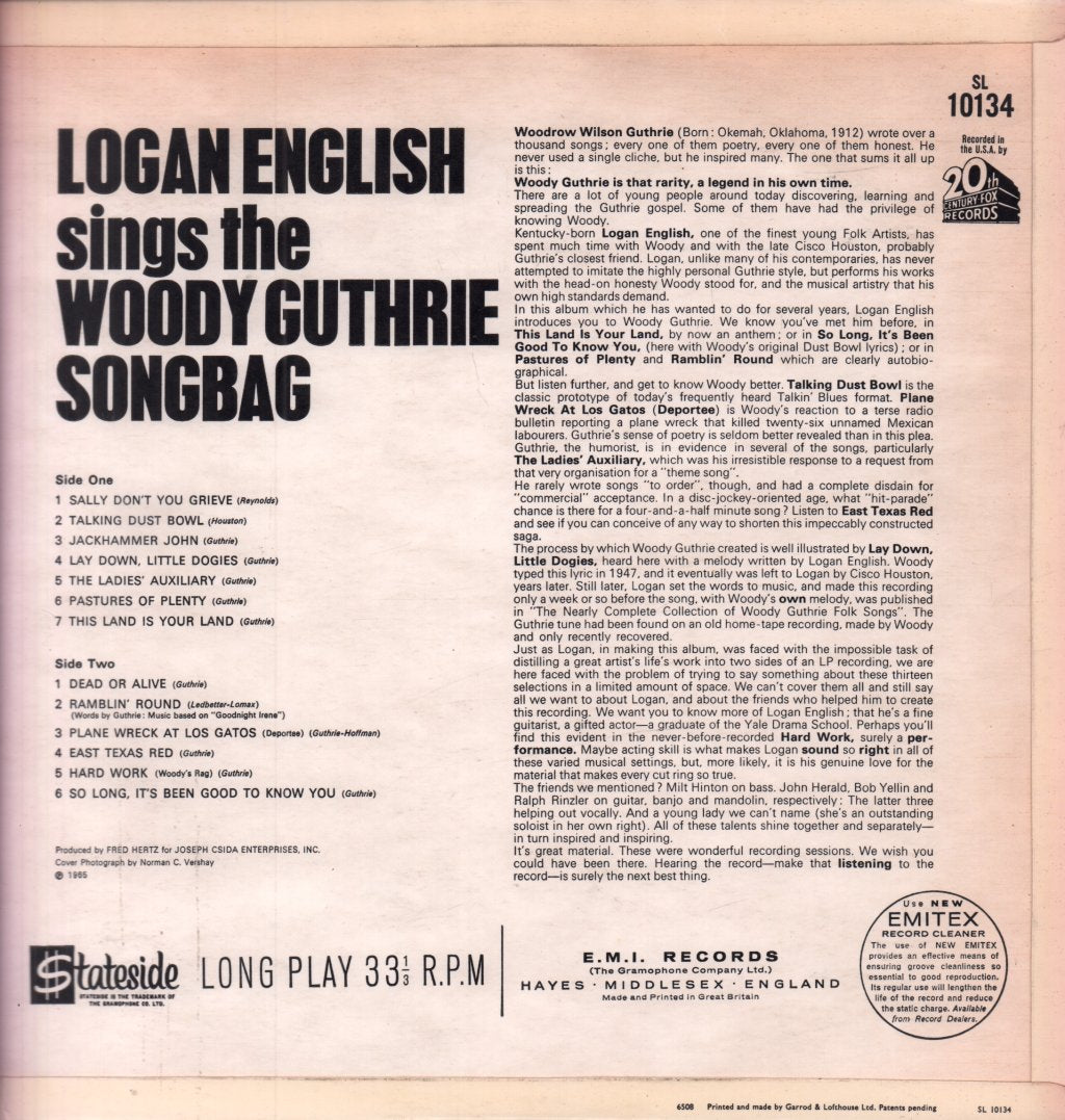Logan English - Sings The Woody Guthrie Songbag - Lp