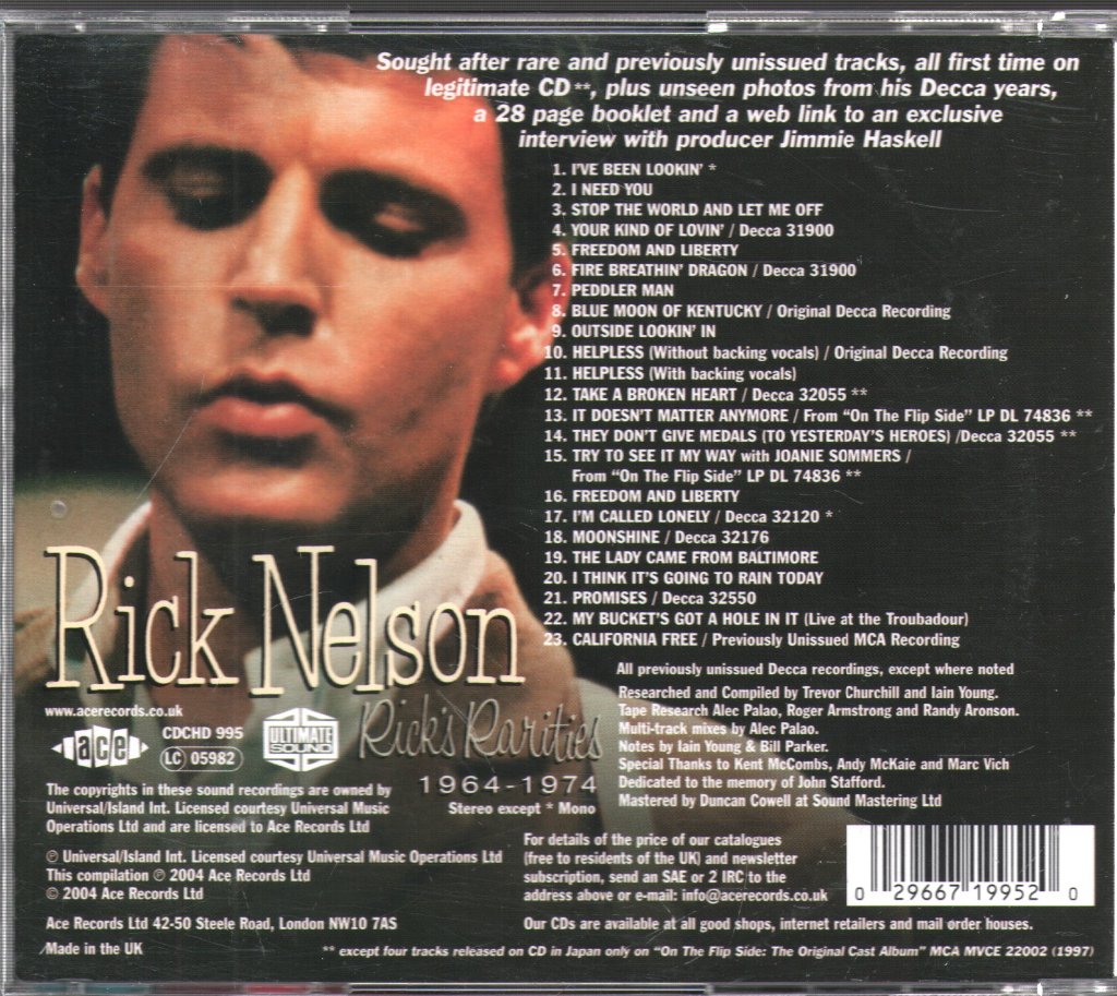 Rick Nelson - Rick's Rarities 1964-1974 - Cd