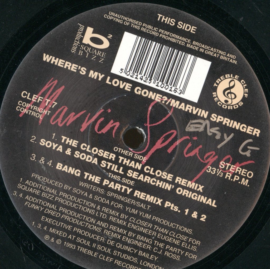 Marvin Springer - Where's My Love Gone? - 12 Inch