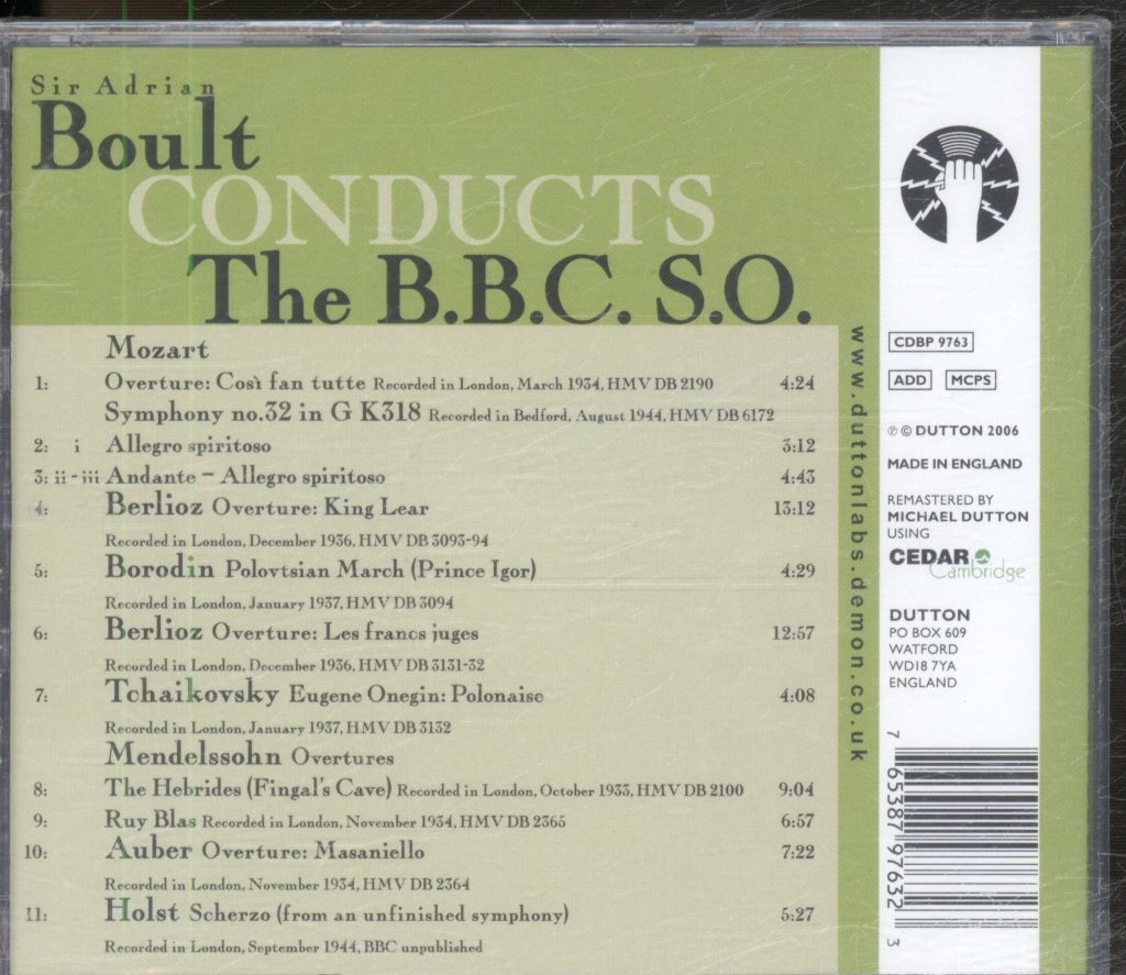 Sir Adrian Boult - Sir Adrian Boult Conducts The B.B.C.S.O. - Cd