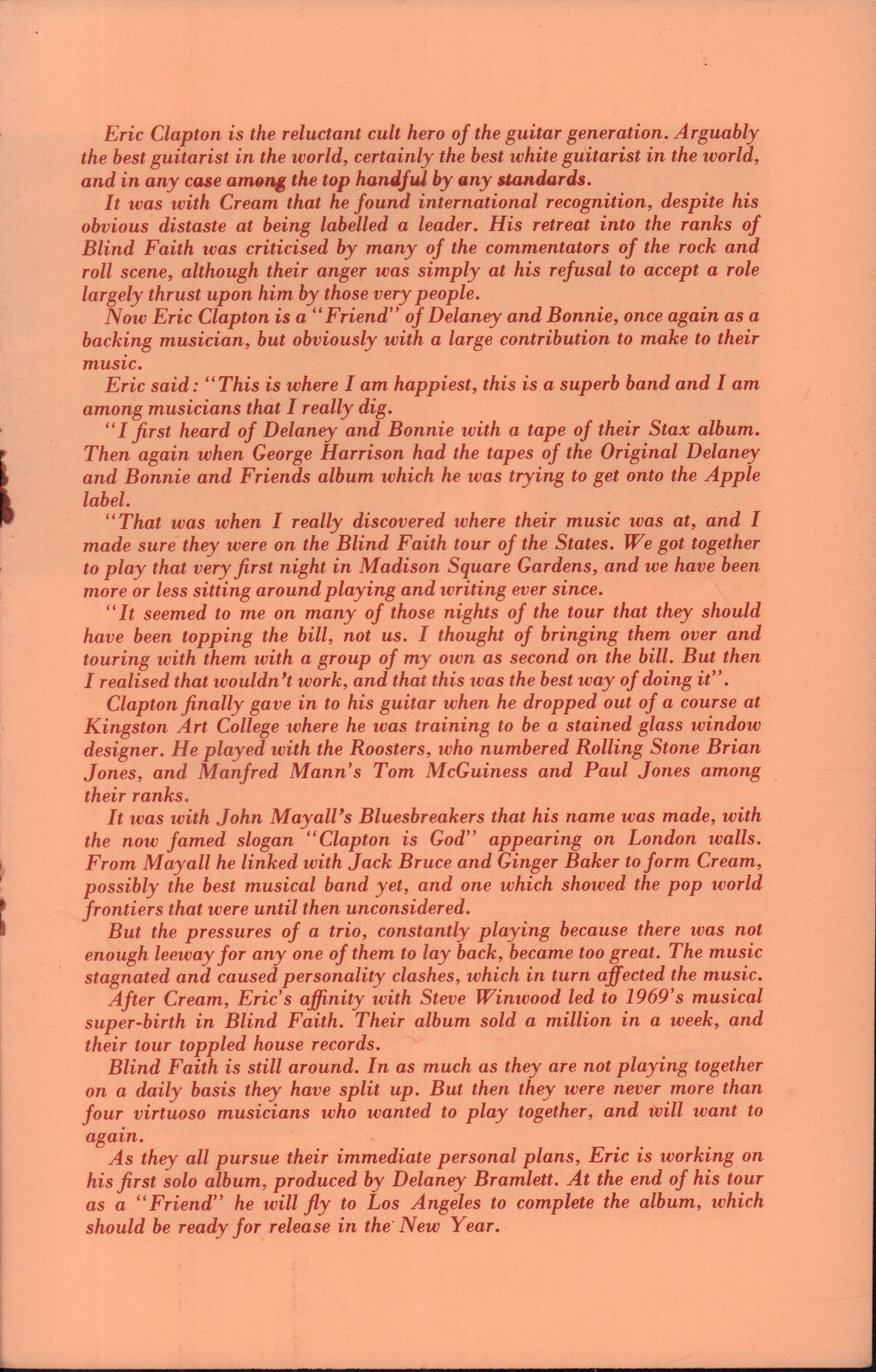 delaney and bonnie / eric clapton / p.p. arnold / ashton gardner and dyke - british tour 1969 - Tour Programme