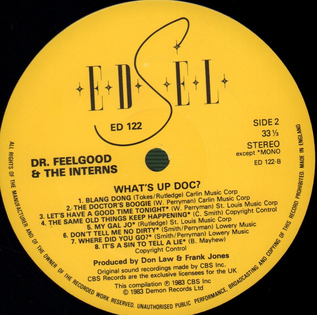 Dr Feelgood And The Interns - What's Up Doc? - Lp
