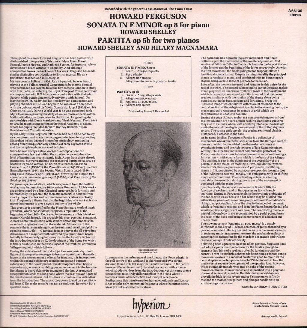 Howard Shelley / Hilary MacNamara - Howard Ferguson - Sonata For Piano / Partita For Two Pianos - Lp