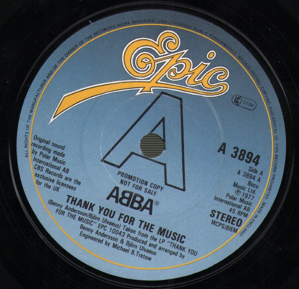 ABBA - Thank You For The Music - 7 Inch