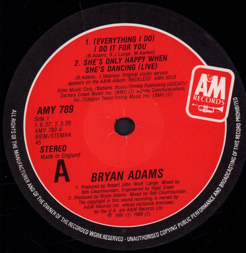 Bryan Adams - Everything I Do I Do It For You - 12 Inch