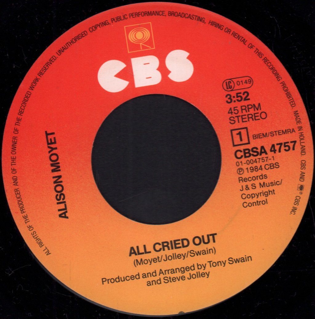 Alison Moyet - All Cried Out - 7 Inch