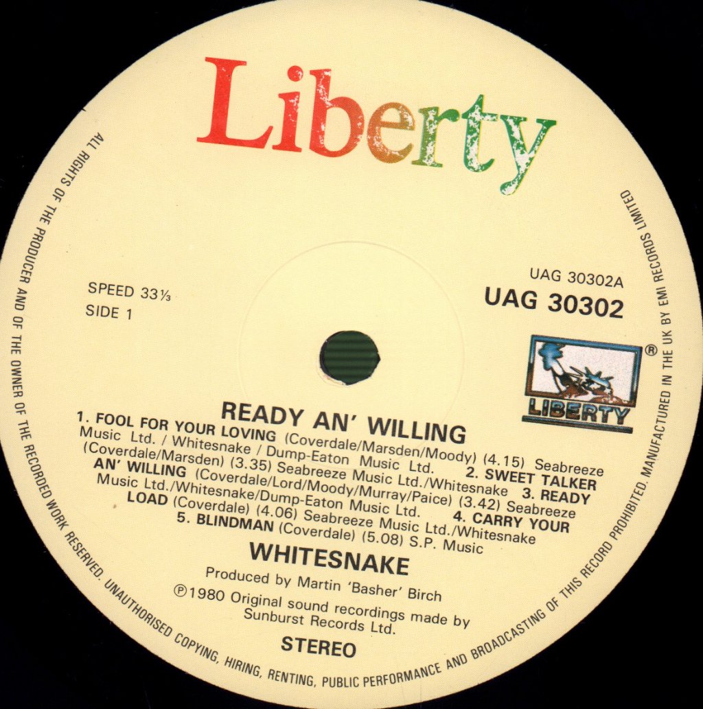 Whitesnake - Ready An Willing - Lp