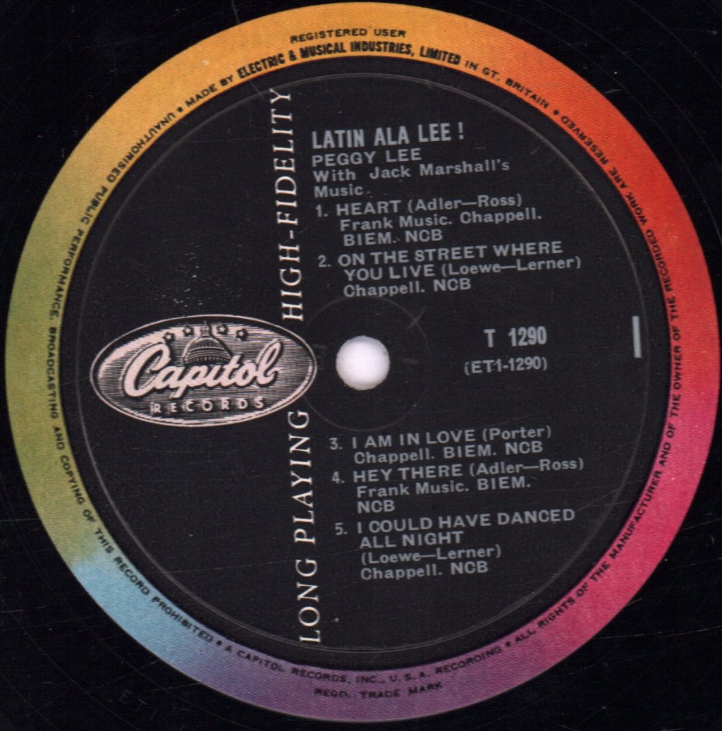 Peggy Lee - Latin Ala Lee - Lp