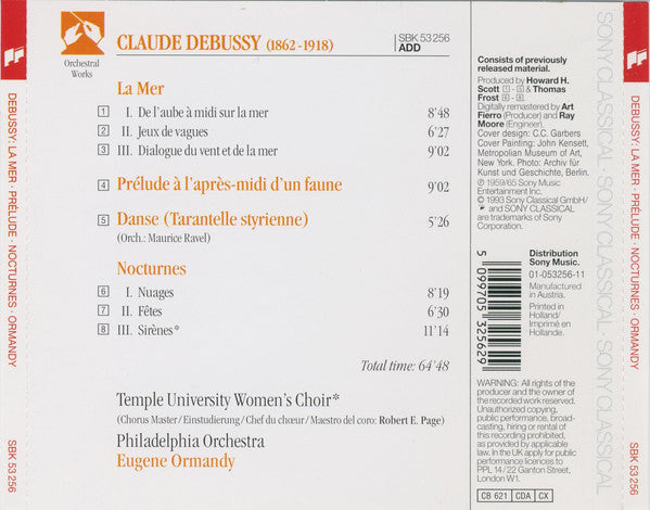 Claude Debussy - La Mer • Prélude À L'Après-midi D'un Faune • Danse • Nocturnes - Cd