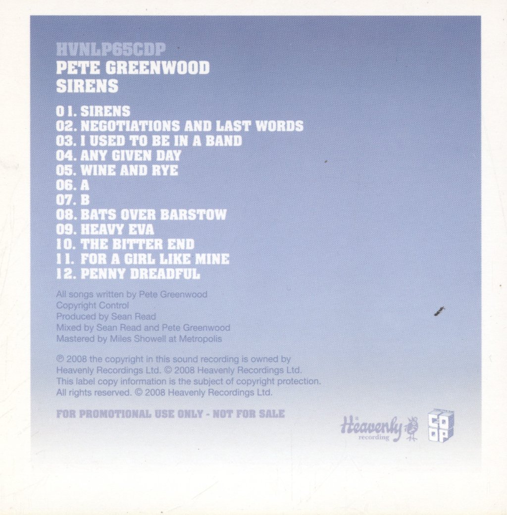 Pete Greenwood - Sirens - Cd