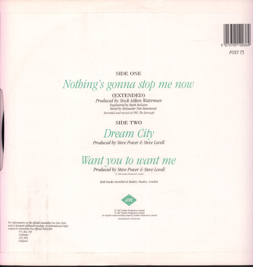 Samantha Fox - Nothing's Gonna Stop Me Now - 12 Inch