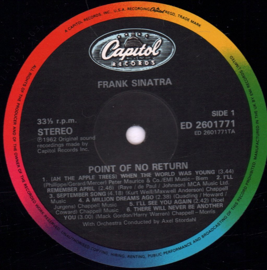Frank Sinatra - Point Of No Return - Lp
