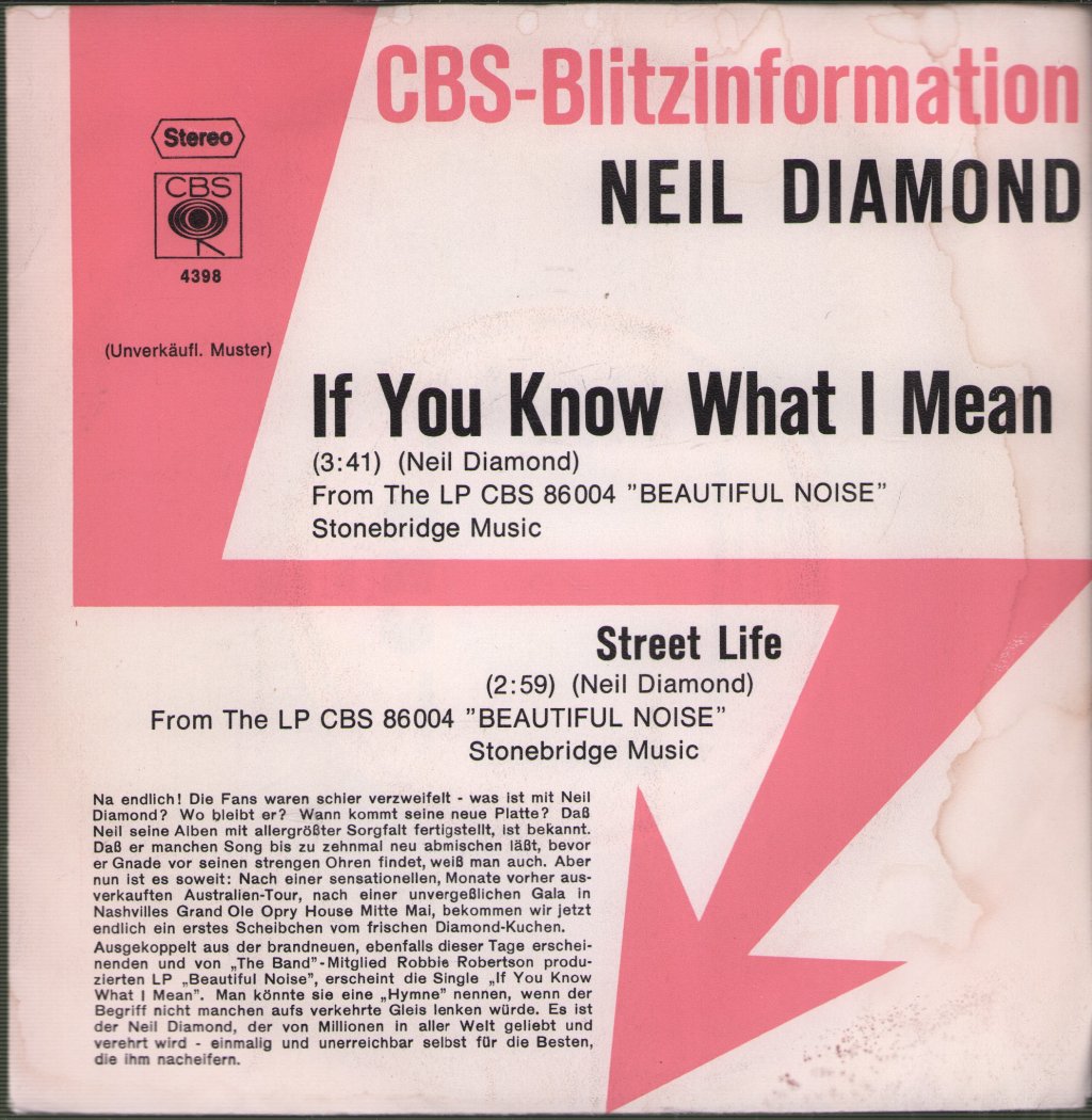 Neil Diamond - If You Know What I Mean - 7 Inch