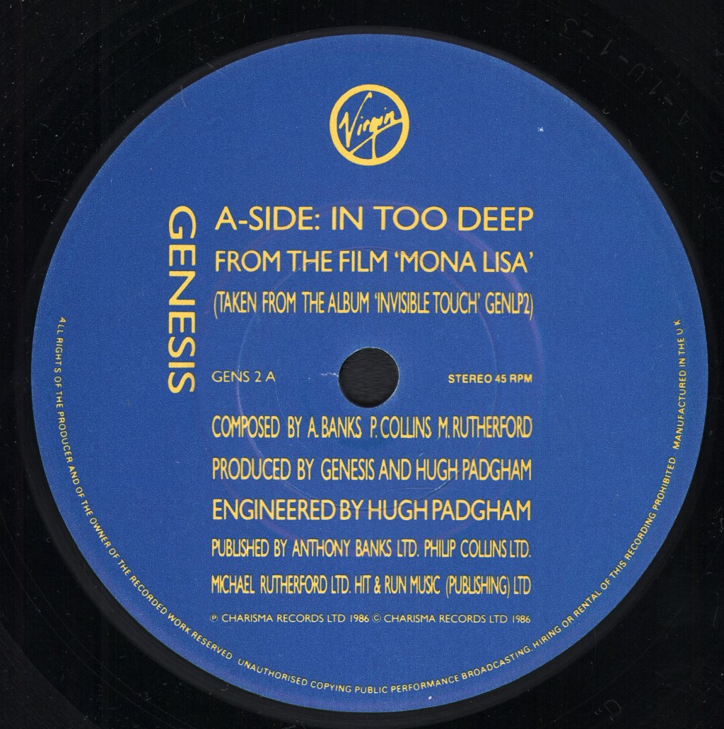 Genesis - In Too Deep - 7 Inch