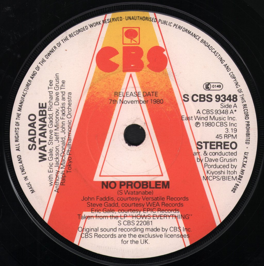 Sadao Watanabe - No Problem - 7 Inch