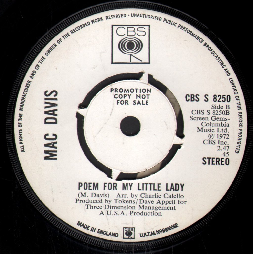 Mac Davis - Baby Don't Get Hooked On Me - 7 Inch