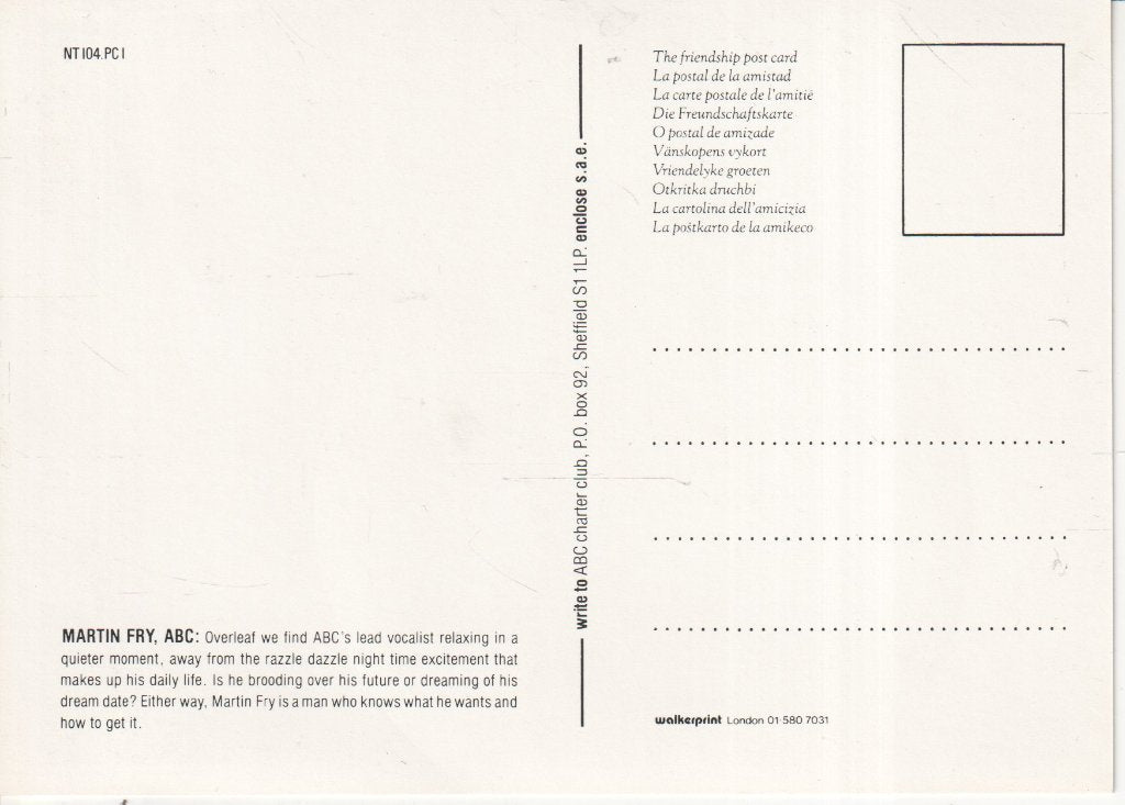 ABC - martin fry sat on chair - Card