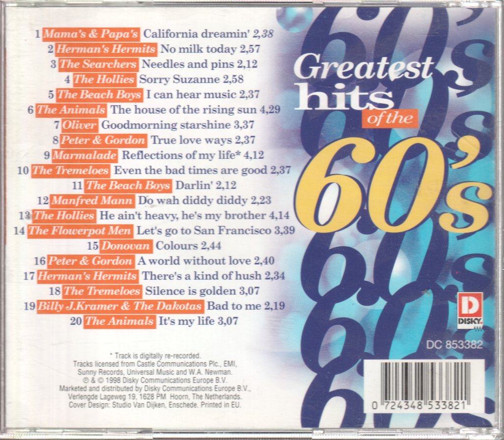 Various Artists - Greatest Hits Of The 60's - Cd