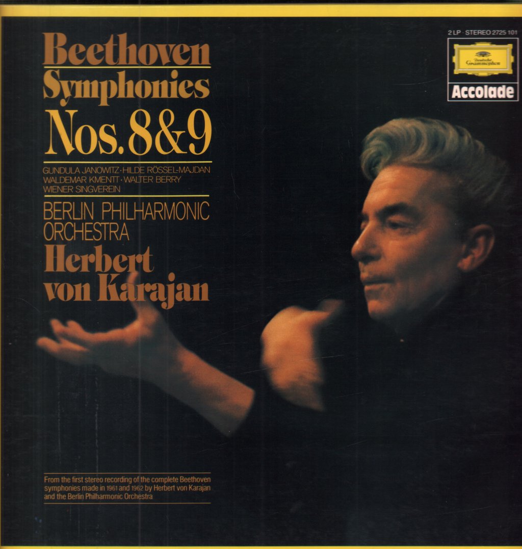 Berlin Philharmonic Orchestra - beethoven Symphonies Nos. 8 And 9 - Double Lp