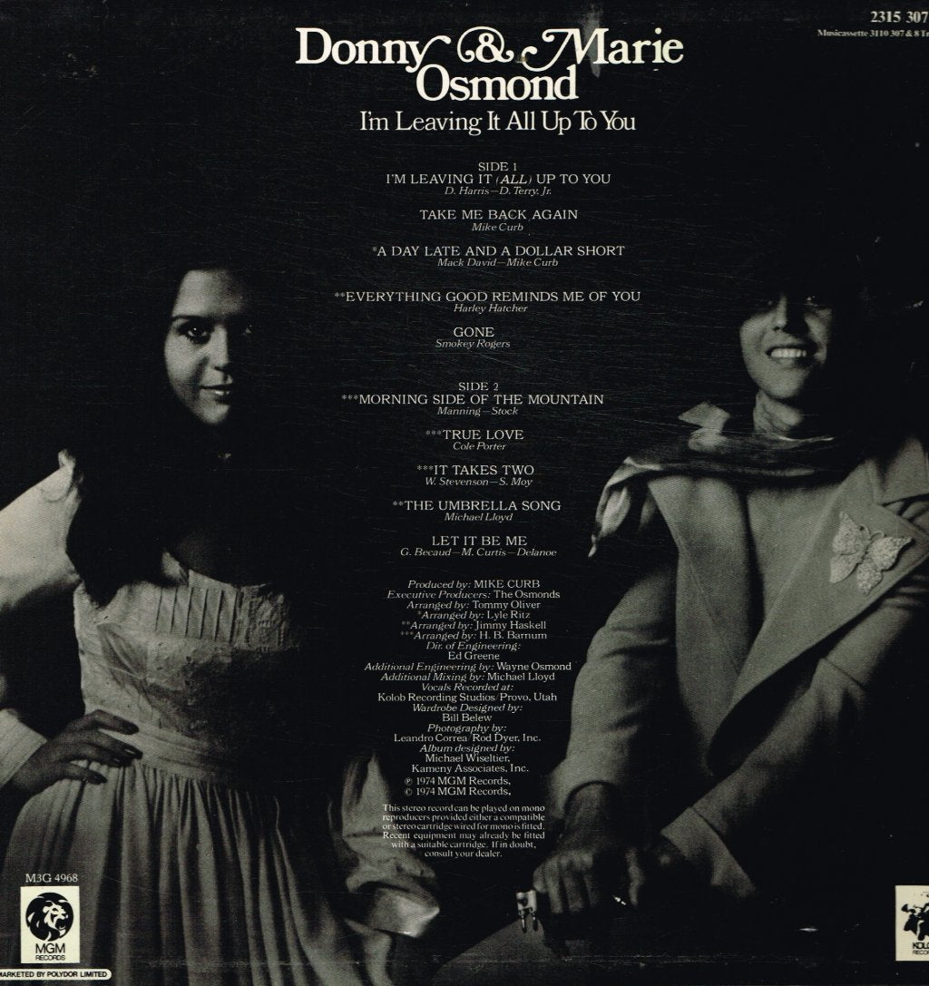 Donny And Marie Osmond - I'm Leaving It All Up To You - Lp