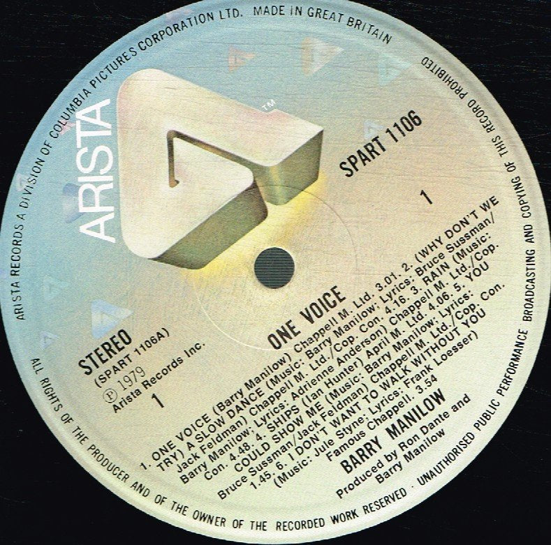 Barry Manilow - One Voice - Lp