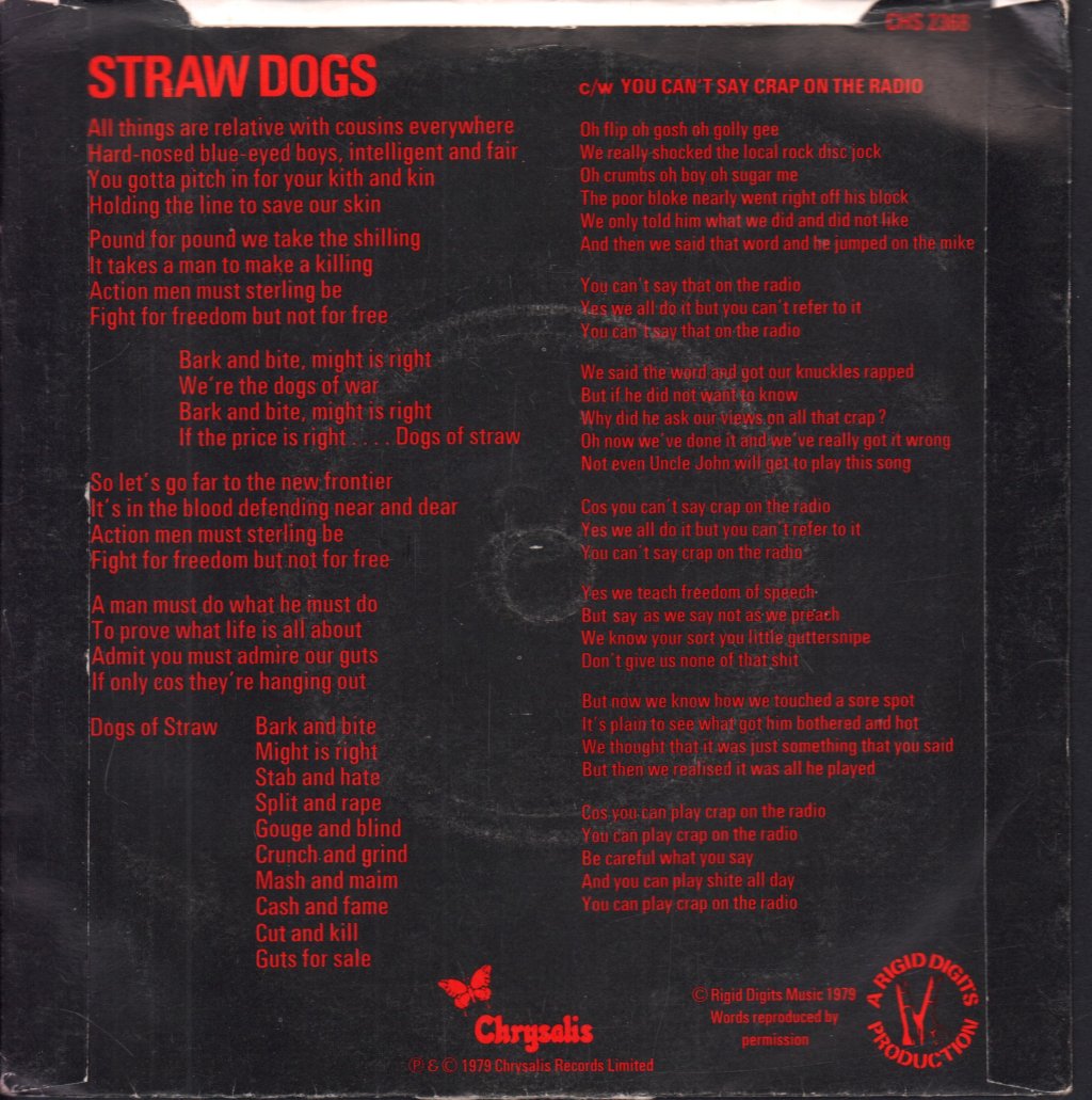 Stiff Little Fingers - Straw Dogs - 7 Inch