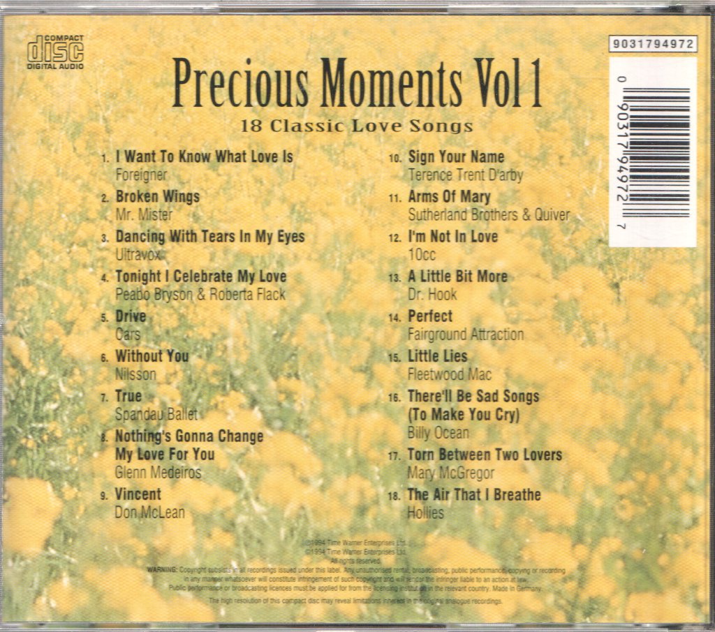 Various Artists - Precious Moments 2 (18 Classic Love Songs By The Original Artists) - Cd