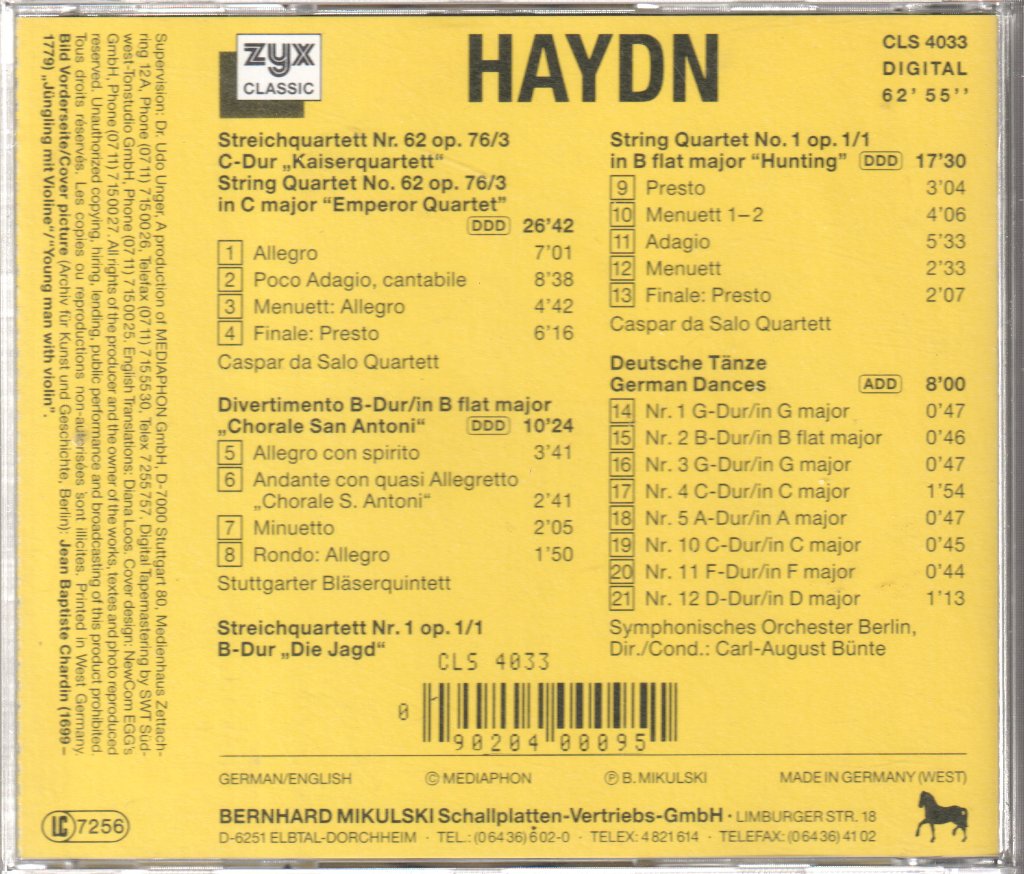 Joseph Haydn - Kaiserquartett/Emperor Quartet - Cd
