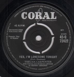 Thelma Carpenter - Yes I'm Lonesome Tonight - 7 Inch