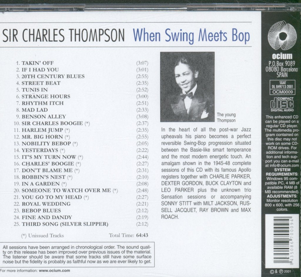 Sir Charles Thompson - When Swing Meets Bop - Cd