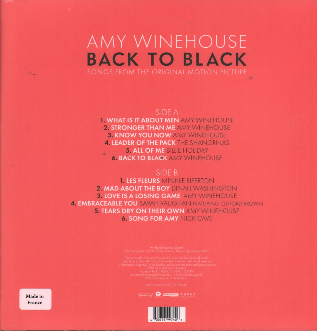 Various Artists - Back To Black: Songs From the Original Motion Picture - Lp