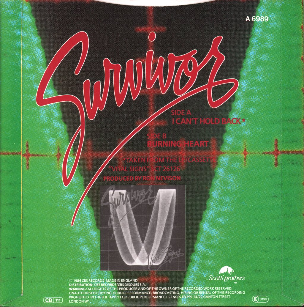 Survivor (AOR Group) - I Can't Hold Back - 7 Inch