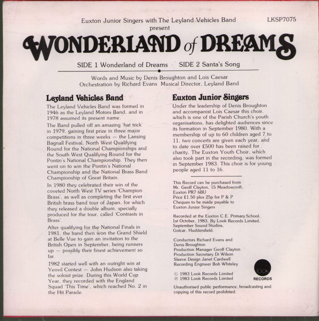 Euxton Junior Singers With The Leyland Vehicles Band - Wonderland Of Dreams - 7 Inch