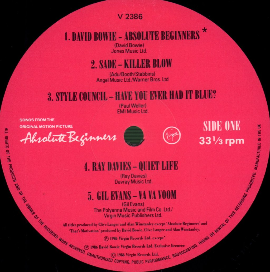 Various Artists - Absolute Beginners (Songs From The Original Motion Picture) - Lp