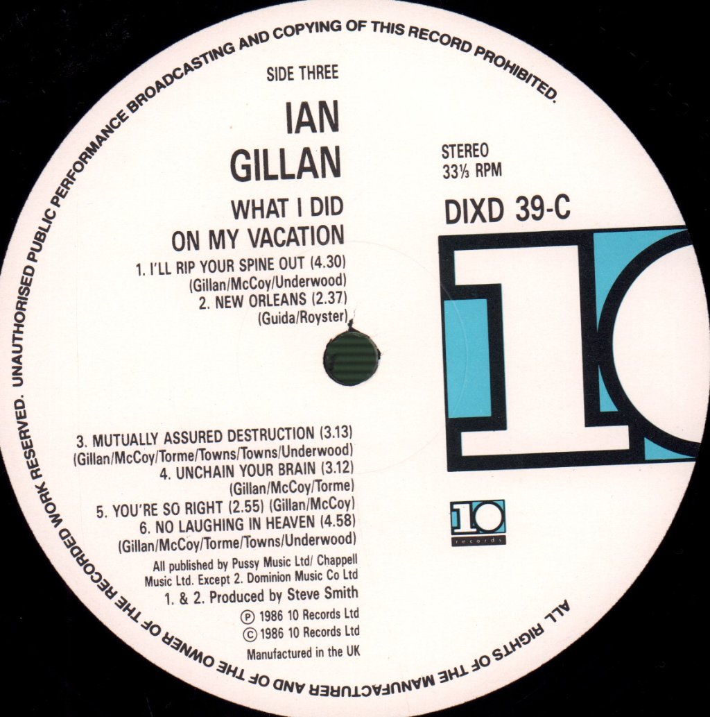 Ian Gillan - What I Did On My Vacation - Double Lp