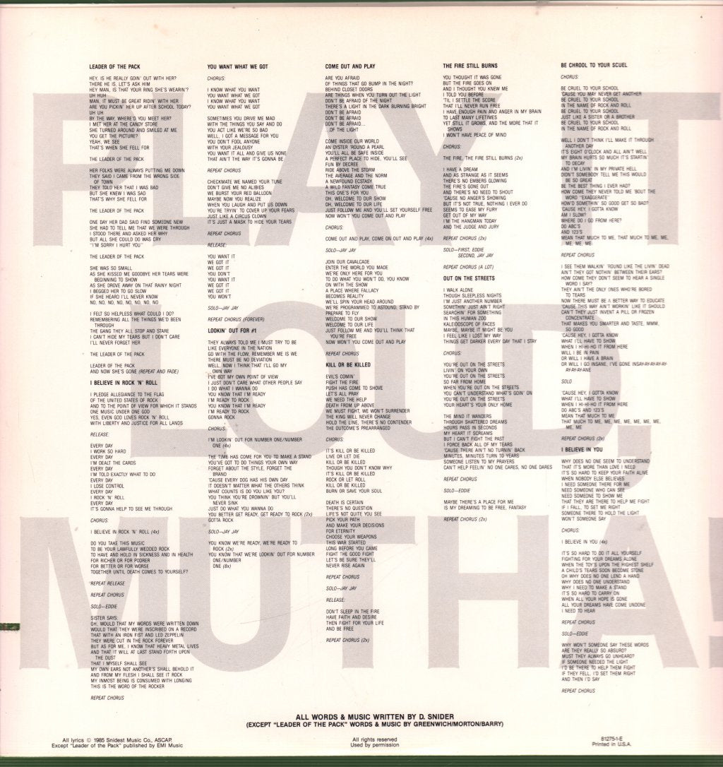 Twisted Sister - Come Out And Play - Lp